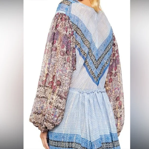 NWT, Free People, Blue Aliyah Printed Tunic, Blue Combo, M - Picture 3 of 7